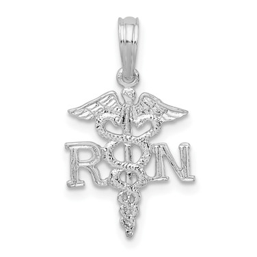 Sterling Silver Rhodium-plated Polished RN Caduceus Pendant
