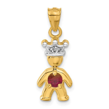 Image of 14k Yellow Gold Diamond and Synthetic January Birthstone Boy Pendant