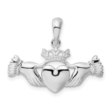 Image of Sterling Silver Polished Claddagh Pendant QC10545
