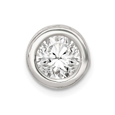 Image of Sterling Silver Round CZ Chain Slide Pendant QS19 Image of Sterling Silver Round CZ Chain Slide Pendant QS19