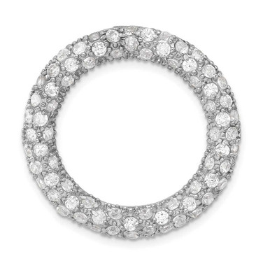 Image of Sterling Silver CZ Circle Chain Slide Pendant QP1437
