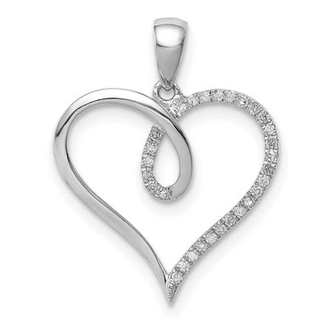 Image of Sterling Silver Rhodium-plated Diamond Heart Pendant QP3235