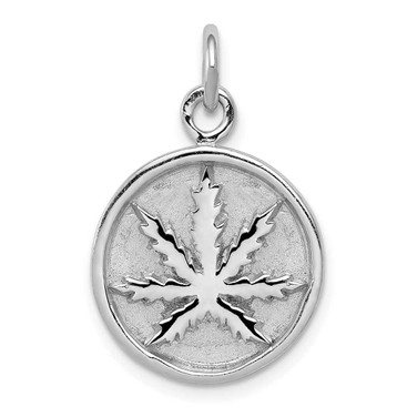 Image of Sterling Silver Rhodium-plated Polished Leaf Pendant QC9228
