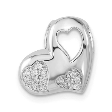 Image of Sterling Silver Rhodium-plated CZ Heart Slide Pendant QC7455