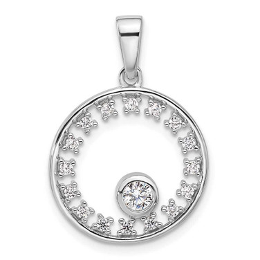 Image of Sterling Silver Rhodium-plated Fancy CZ Circle Pendant QP5810