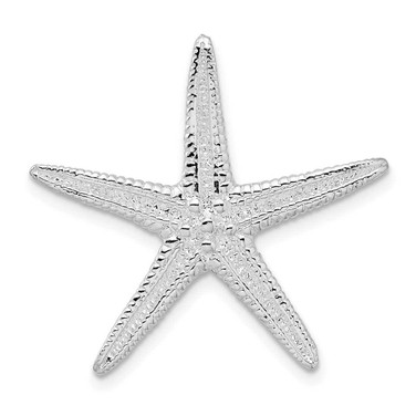 Image of Sterling Silver Polished/Textured Starfish Slide Pendant QC10046