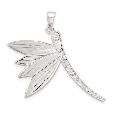 Image of Sterling Silver Polished CZ Dragonfly Pendant