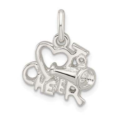Sterling Silver Polished I Love Cheer Pendant