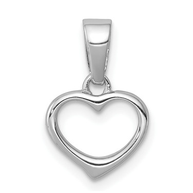 Sterling Silver Rhodium-plated Open Heart Pendant