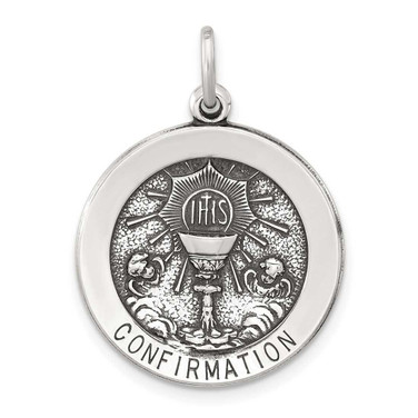 Image of Sterling Silver Antiqued Solid Confirmation Pendant