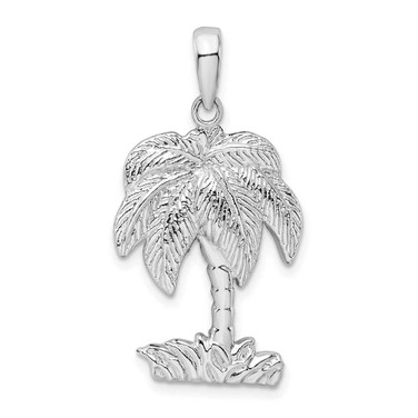 Image of Sterling Silver Polished/Textured Palm Tree Pendant