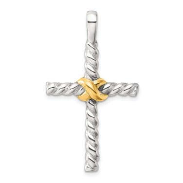 Image of Sterling Silver and Gold-tone Polished Cross Pendant