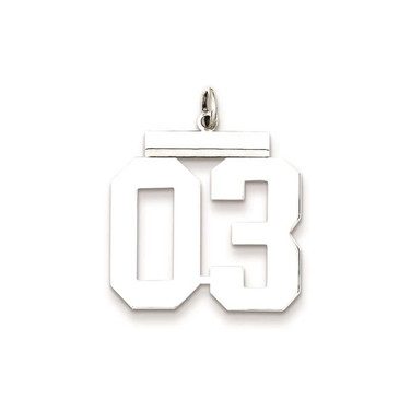 Image of Sterling Silver Large Polished Number 3 W/Top Pendant