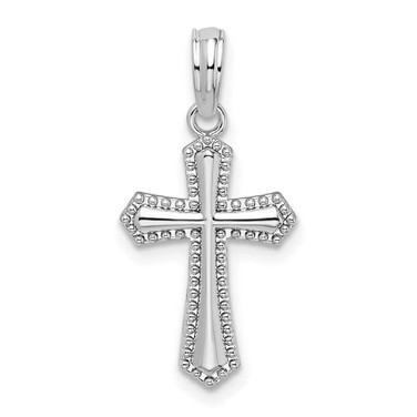 Image of Sterling Silver Polished Beaded Passion Cross Pendant