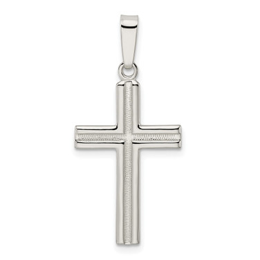 Sterling Silver Polished and Satin Latin Cross Pendant