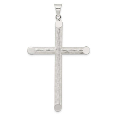 Image of Sterling Silver Polished and Texture Tube Cross Pendant