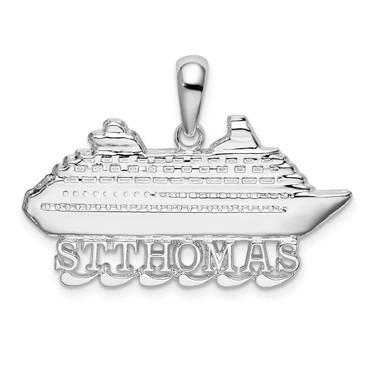Image of Sterling Silver Polished St. Thomas Cruise Ship Pendant
