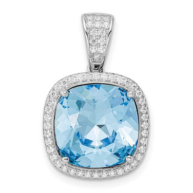 Image of Sterling Silver Rhodium-plated CZ & Blue Crystal Pendant