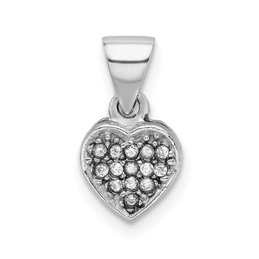 Image of Sterling Silver Rhodium-plated CZ Polished Heart Pendant
