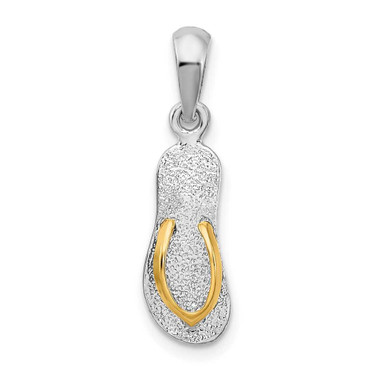 Image of Sterling Silver Textured 3D Flip-flop w/14 Straps Pendant