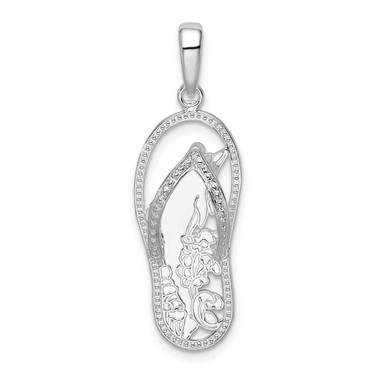 Image of Sterling Silver Polished 3D Cut-out Dolphin Flip-flop Pendant