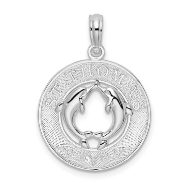 Image of Sterling Silver Polished St. Thomas Circle w/Dolphins Pendant