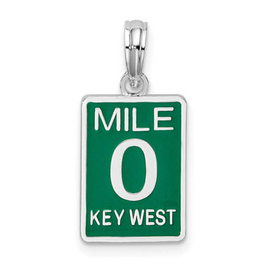 Image of Sterling Silver Polished Enameled Small Key West Mile 0 Pendant