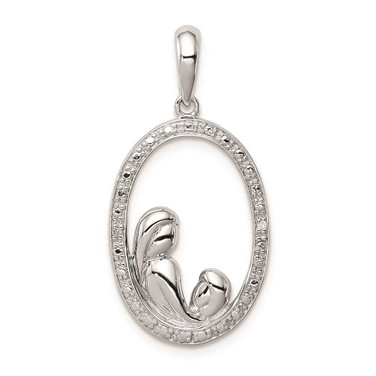 Image of Sterling Silver Rhodium-plated Diamond Mother and Child Pendant