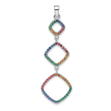 Image of Sterling Silver Rhodium-plated Multi-color Nano Crystal Pendant