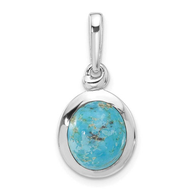 Image of Sterling Silver Rhodium-plated Simulated Turquoise Oval Pendant