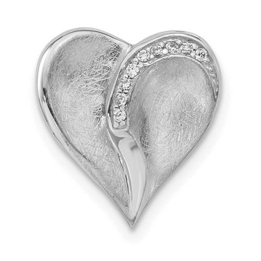 Image of Sterling Silver Polished & Textured CZ Heart Chain Slide Pendant