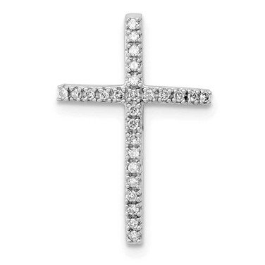 Image of Sterling Silver Rhodium-plated Diamond Cross Chain Slide Pendant Image of Sterling Silver Rhodium-plated Diamond Cross Chain Slide Pendant