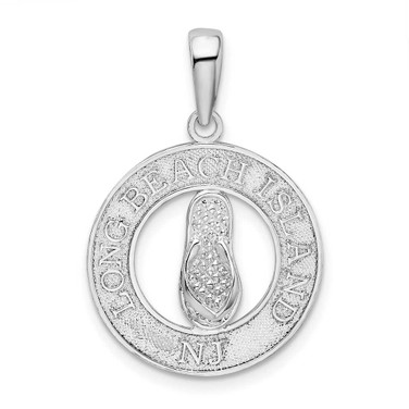Image of Sterling Silver Polished Long Beach Island,NJ w/Flip-flop Pendant