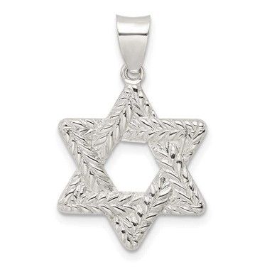 Image of Sterling Silver Polsihed and Textured Solid Star of David Pendant