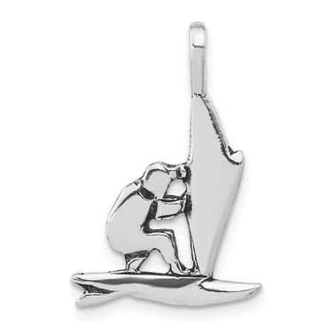 Image of Sterling Silver Polished & Antiqued Windsurfer Chain Slide Pendant
