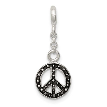 Image of Sterling Silver Enameled Peace Symbol 1/2in Dangle Enhancer Pendant