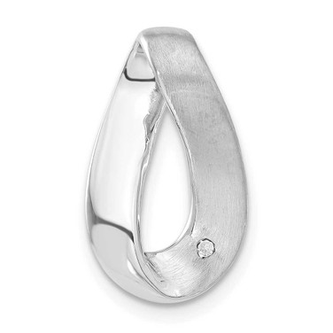 Image of Sterling Silver Polished & Satin CZ Twisted Link Chain Slide Pendant