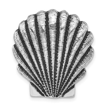 Image of Sterling Silver Antiqued & Textured Scallop Shell Chain Slide Pendant