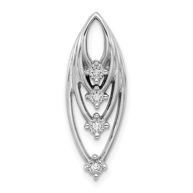 Image of Sterling Silver Rhodium-plated Polished CZ Layered Chain Slide Pendant
