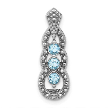 Image of Sterling Silver Rhodium-plated Light Swiss Blue Topaz Chain Slide Pendant