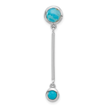 Image of Sterling Silver Rhodium-plated Simulated Turquoise Drop Chain Slide Pendant