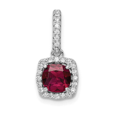 Image of Sterling Silver Rhodium-plated Lab Created Red Corundum and White CZ Pendant
