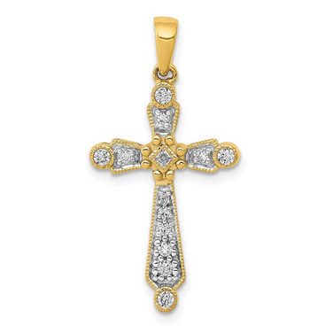 Image of 14K Yellow Gold 1/5ctw Diamond Cross Pendant PM5063-020-YA
