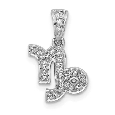 Image of 14k White Gold Diamond Capricorn Zodiac Pendant