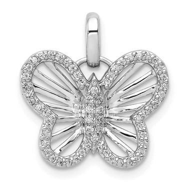 Image of 14k White Gold 0.19ctw Diamond Butterfly Pendant