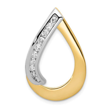 Image of 14k Two-tone Gold AA Diamond Teardrop Slide Pendant