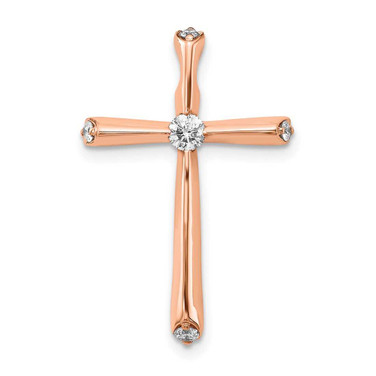Image of 14k Rose Gold 1/5ctw Diamond Cross Chain Slide Pendant