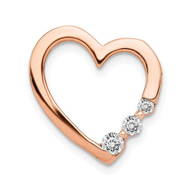 Image of 14k Rose Gold 1/6ctw Diamond Heart Chain Slide Pendant