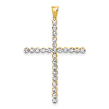 Image of 14K Yellow Gold and Rhodium 1/4ctw Diamond Cross Pendant
