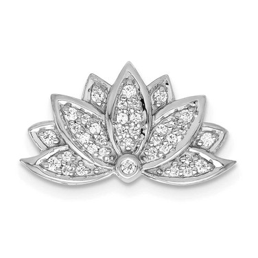 Image of 14k White Gold 1/5ctw Diamond Lotus Flower Chain Slide Pendant